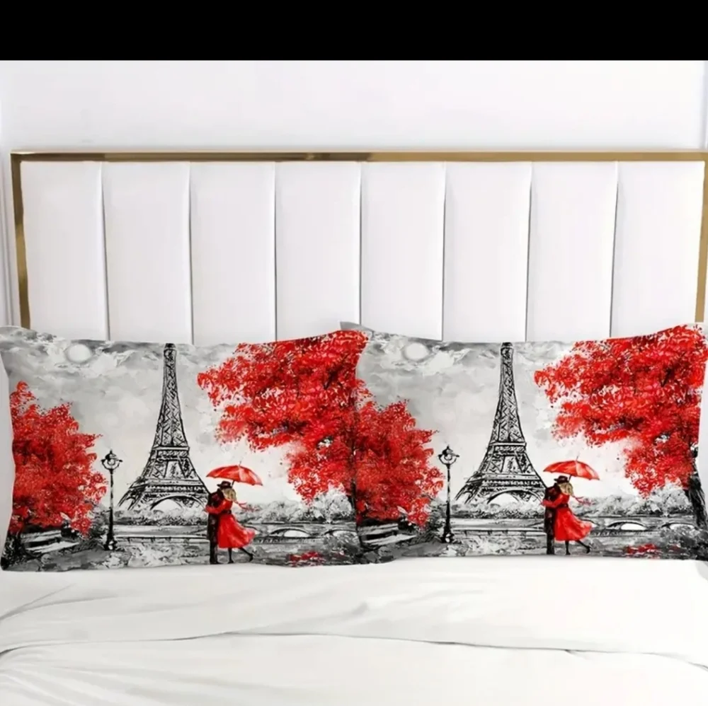 Paris Eiffel Tower Couples Embrace Duvet Cover King Size (NWT)
